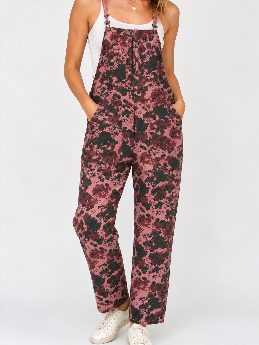 Pilcro Anthropologie The Painters Overall Floral Camo Pink Size 28